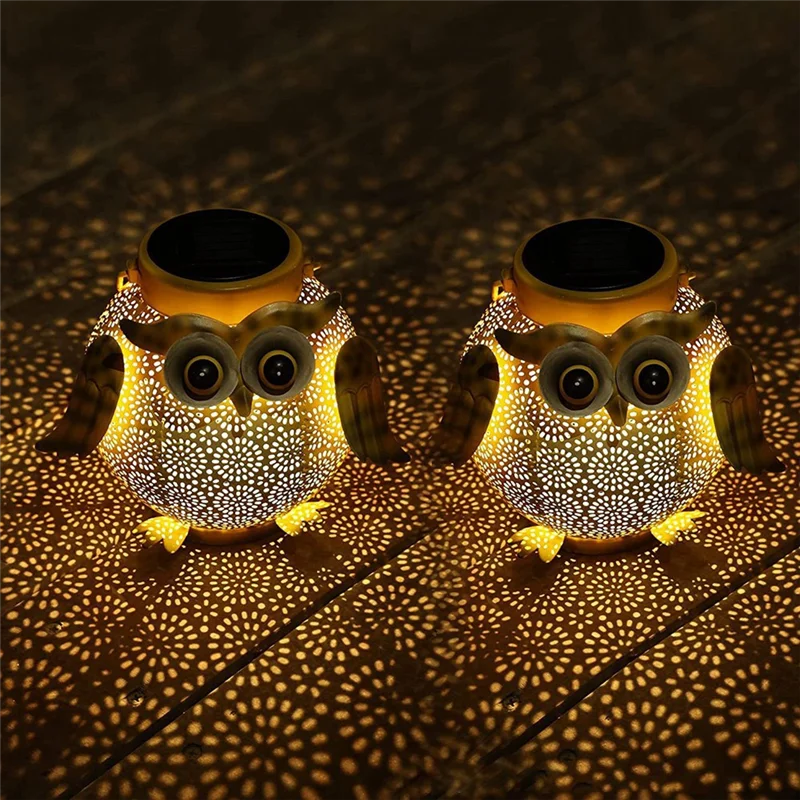 AA01-Iron Art Solar Owl Ground Light Crafts Garden Lawn Outdoor Garden Decorative Lamp LED Solar Light Hanging Landscape