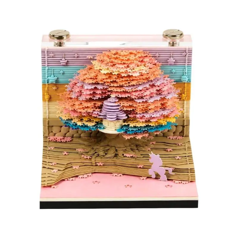 3D Tear-Away Memo Pad with 192 Pages and Progressive Paper Tree Reveal for Reminders, To-Do Items, and Desk Display D2RC