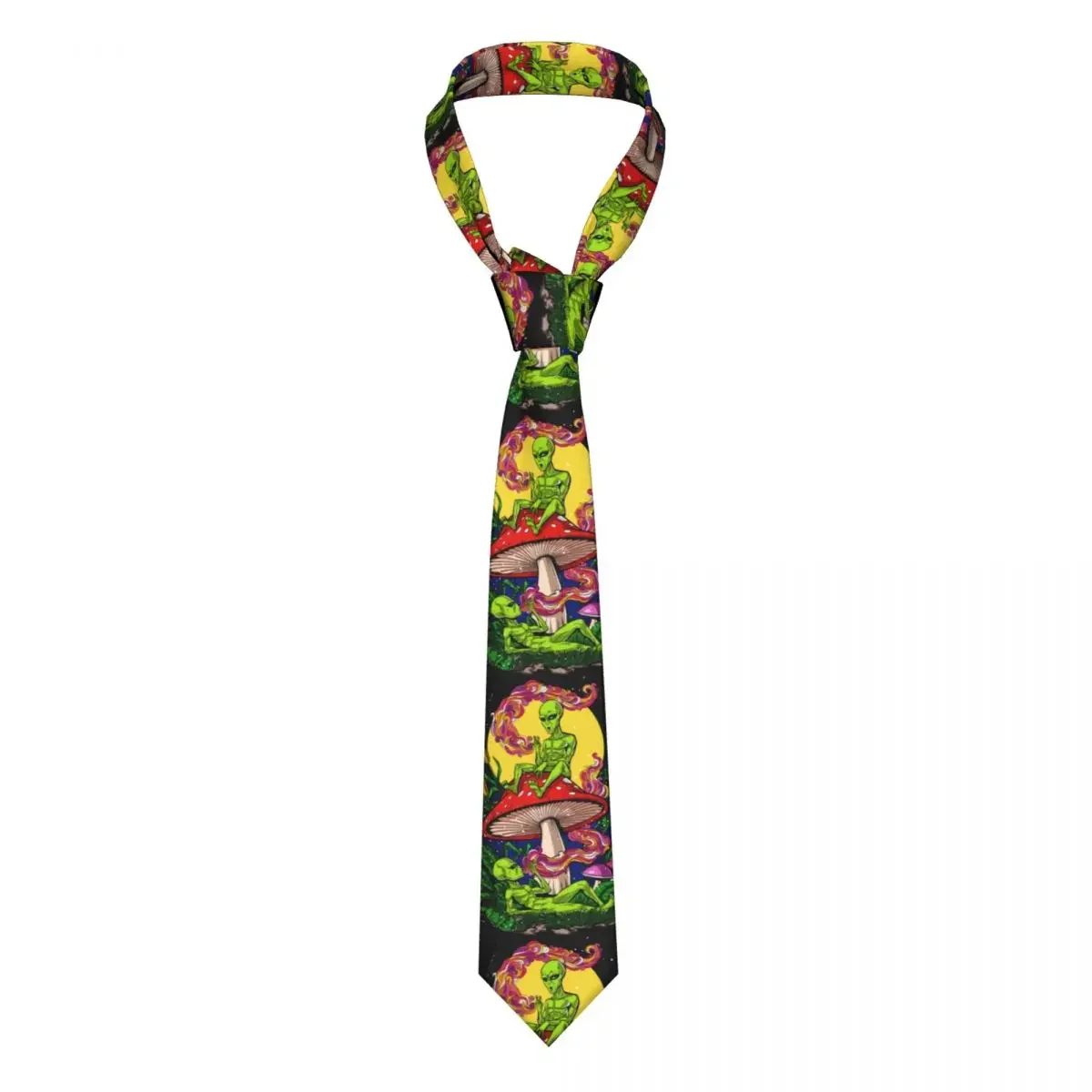 Formal Psychedelic Magic Mushroom Aliens Neck Ties Men Personalized Silk Hallucinations Necktie for Wedding Gravatas