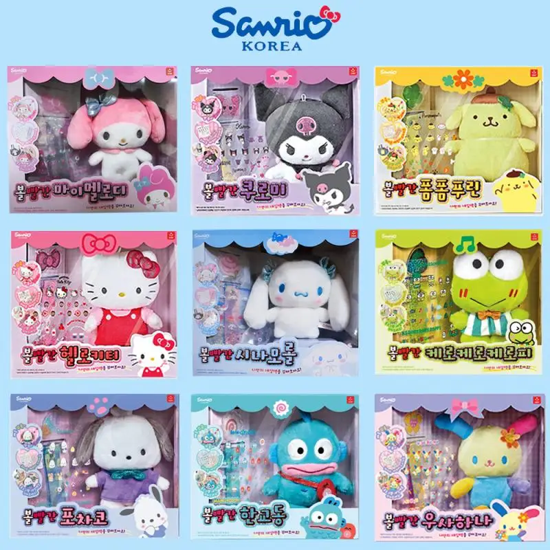 

Korea Original Sanrio Luminous Music Shy Red Cheeks Doll Pendant Hangyodon Kerokero Usahana Pompom Purin Anime Plush Toys