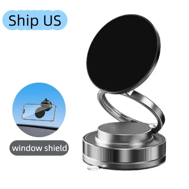 Vacuum Suction MagSafe Phone Holder: 360° Foldable Alloy Stand, Perfect Match for Car & Desktop