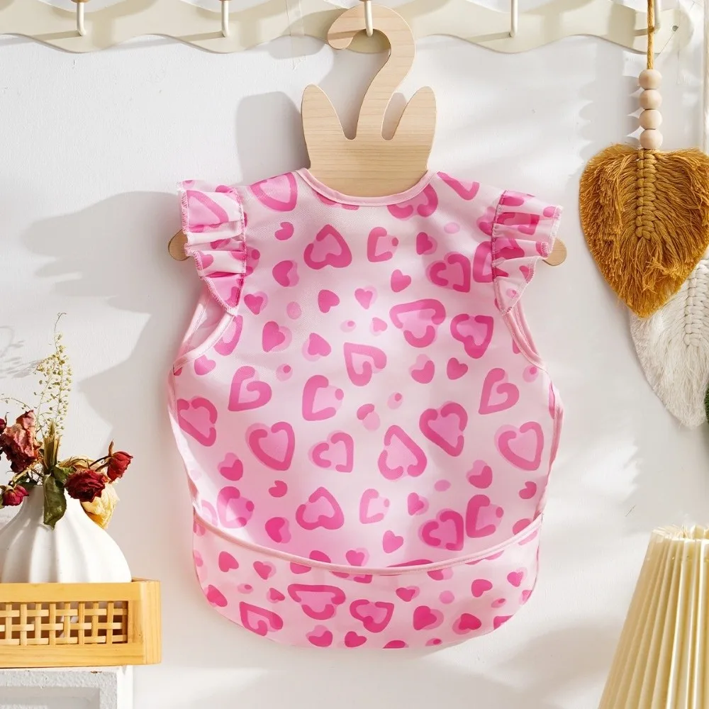New Machine Washable Sleeveless Bib Cartoon Pattern Easy To Clean Mess-Proof Feeding Bib Pocket Design Toddler Apron Toddlers