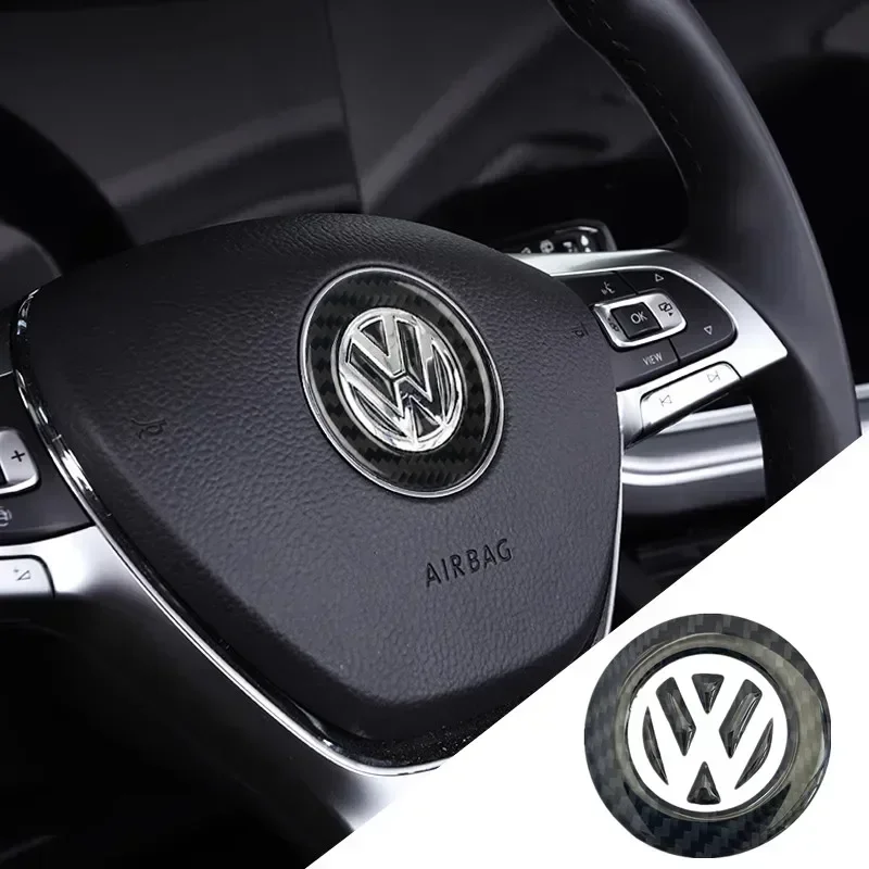 

New Carbon Fiber Car Steering Wheel Sticker Decorative Stickers For VW Volkswagen Golf 6 7 Polo CC Tiguan Passat Accessories