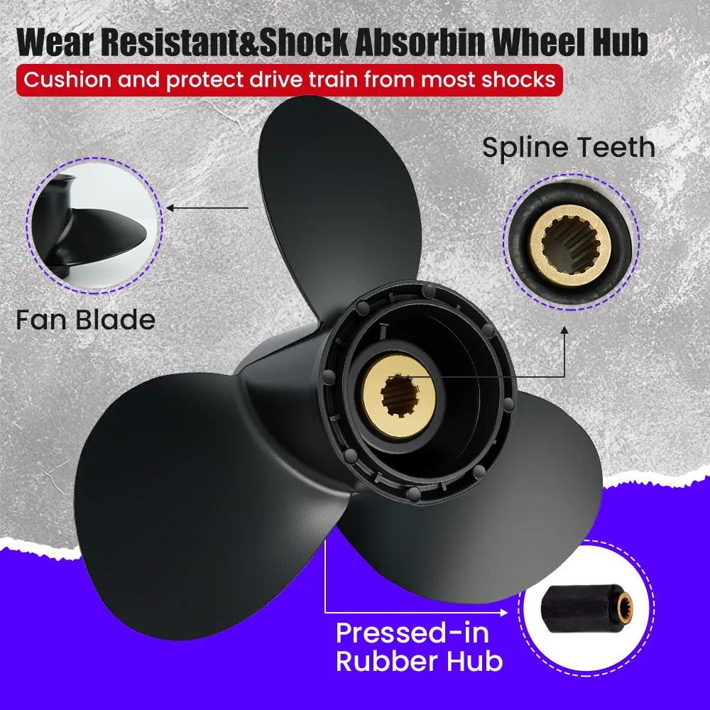 9 1/4x11 Outboard Propeller for Suzuki 8HP 9.9HP 15HP 20HP Boat Aluminum Alloy Screw 3 Blade 10 Spline Tooth Marine Engine Part