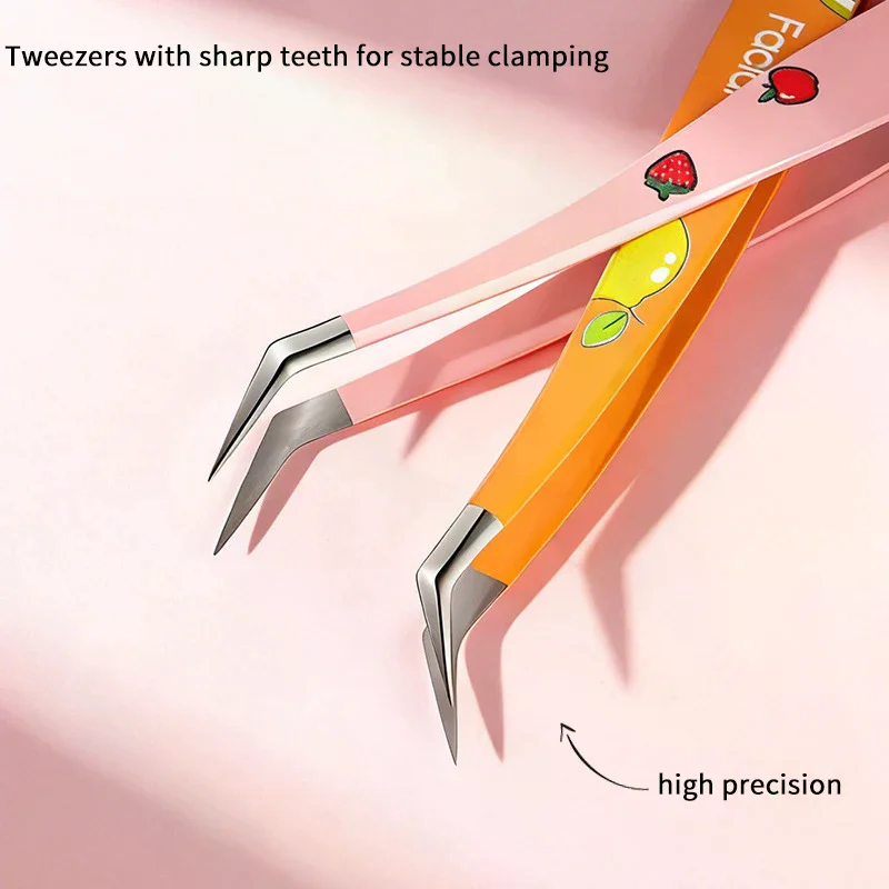 False Eyelash Tweezers Lash Extension Stainless Steel Scrapbook Sticker Tape Picking Straight Head Elbow Tweezers DIY Crafts