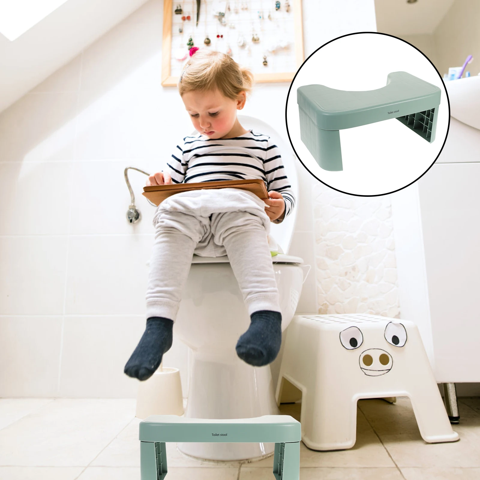 

Toilet Stool Footstool Children Step Rest Bathroom for Childrens Plastic Toddler
