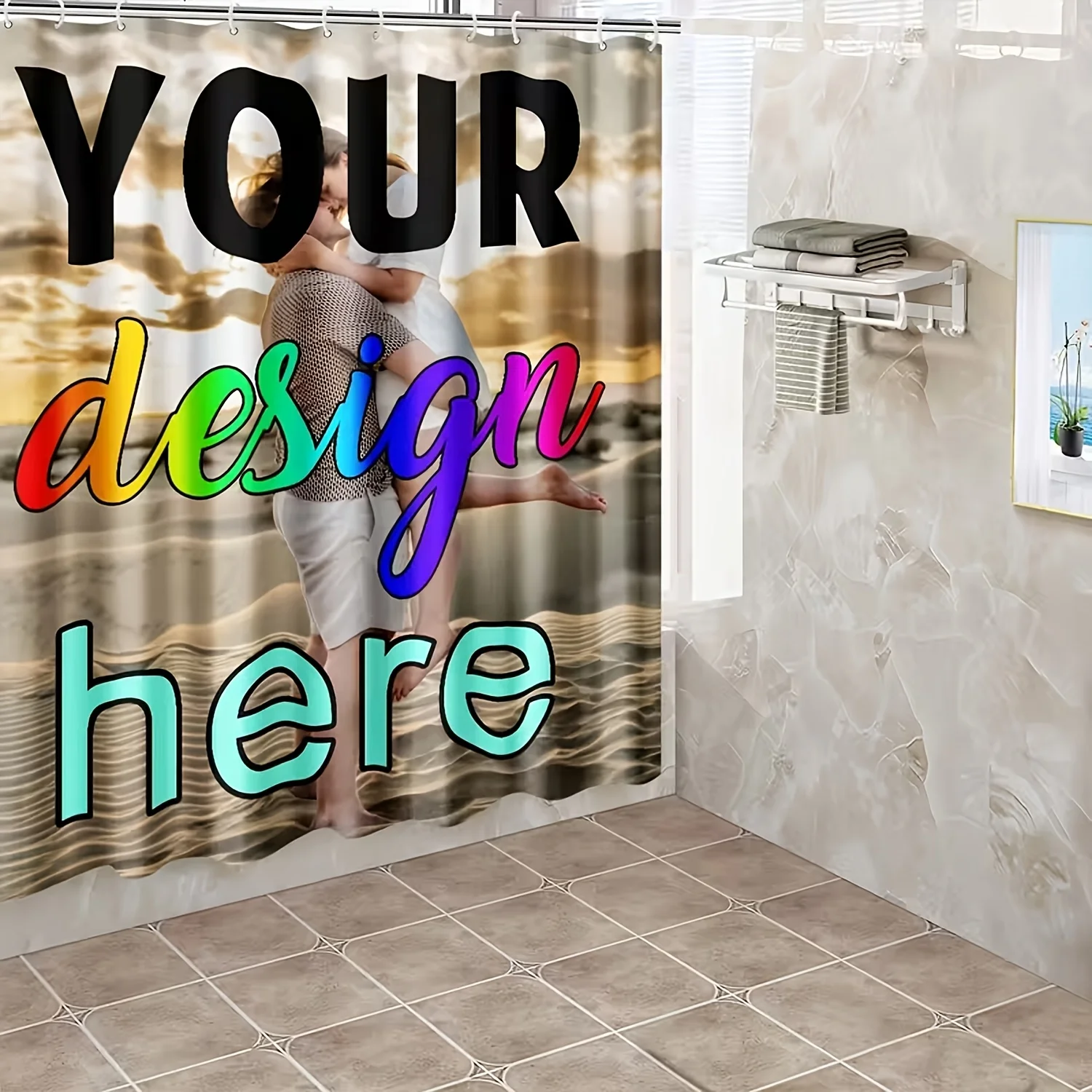 Farmhouse Custom Photo Shower Curtain DIY Personal Image Printing Mildew Proof Bath Curtain With Complete Hooks For Bathroom Int view 5