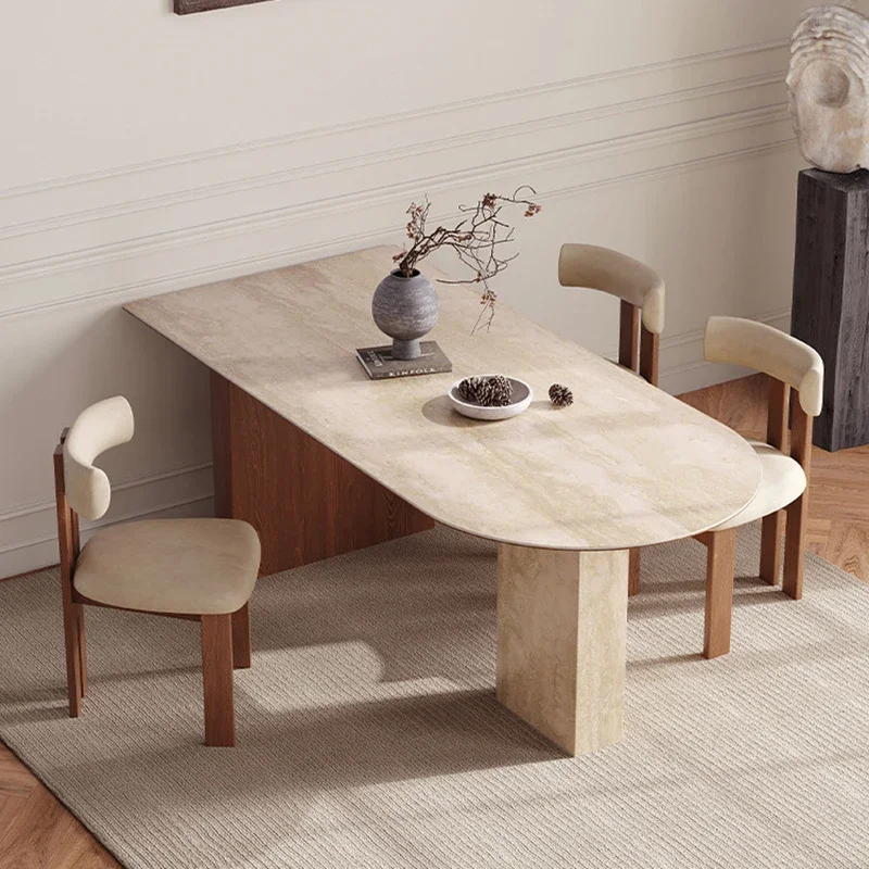 Nordic Luxury Table Rock Slab Design Beautiful Comfortable Spacious Household Dining Table Ellipse Mesa Comedor Home Furniture