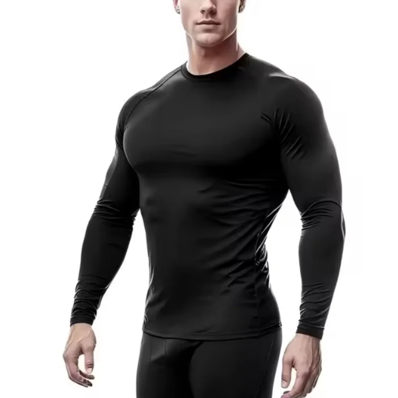 Men's Solid Color Short Sleeved T-shirt Compressed Quick Drying Breathable Training Suit Fitness Jujitsu Rashguard Top Gym Spo