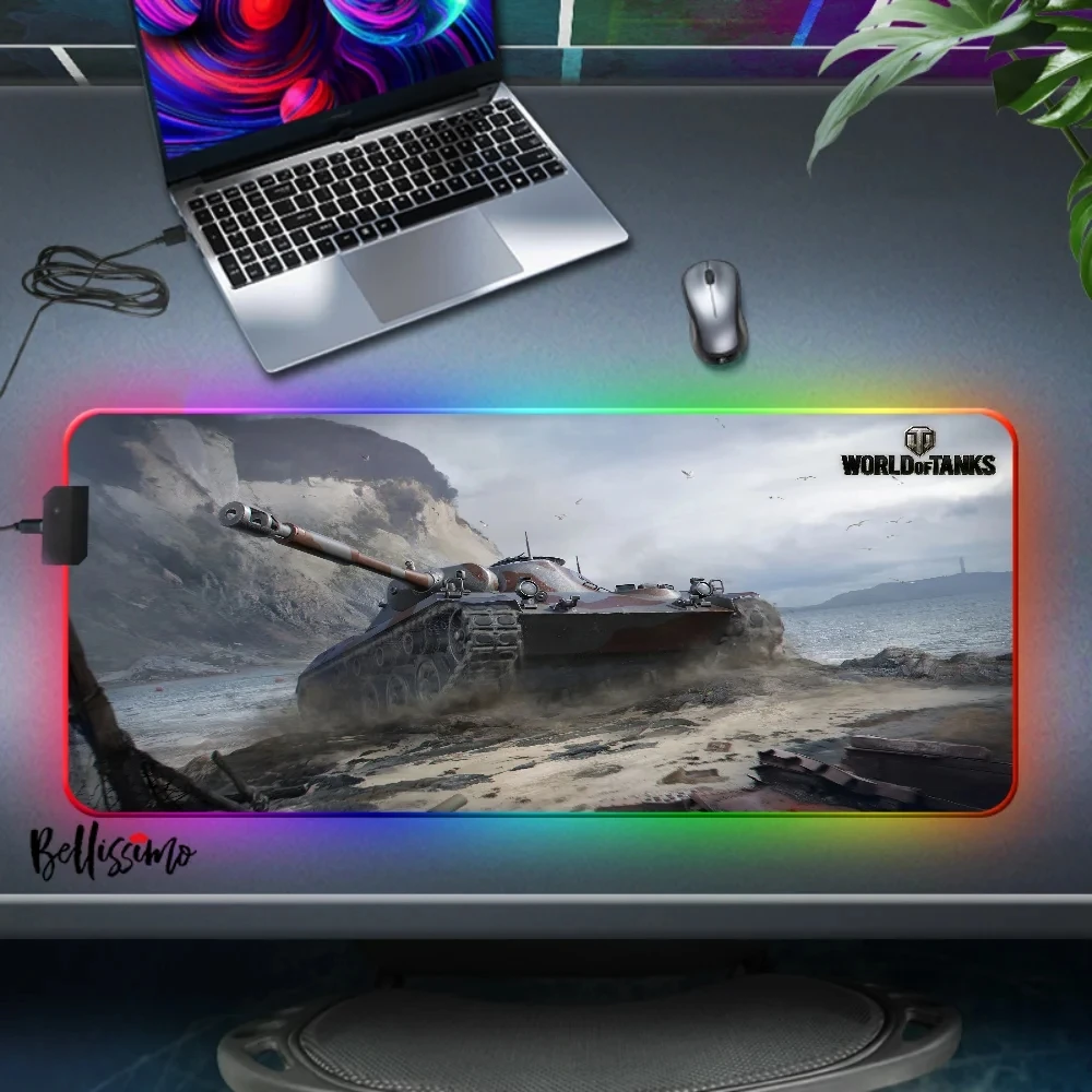 

XL Deskpad Keyboard Laptop Mat Backlight Anime World of Tanks Rgb Pc Game Rubber Mouse Gaming Pad Luminous With Wire Desk Carpet