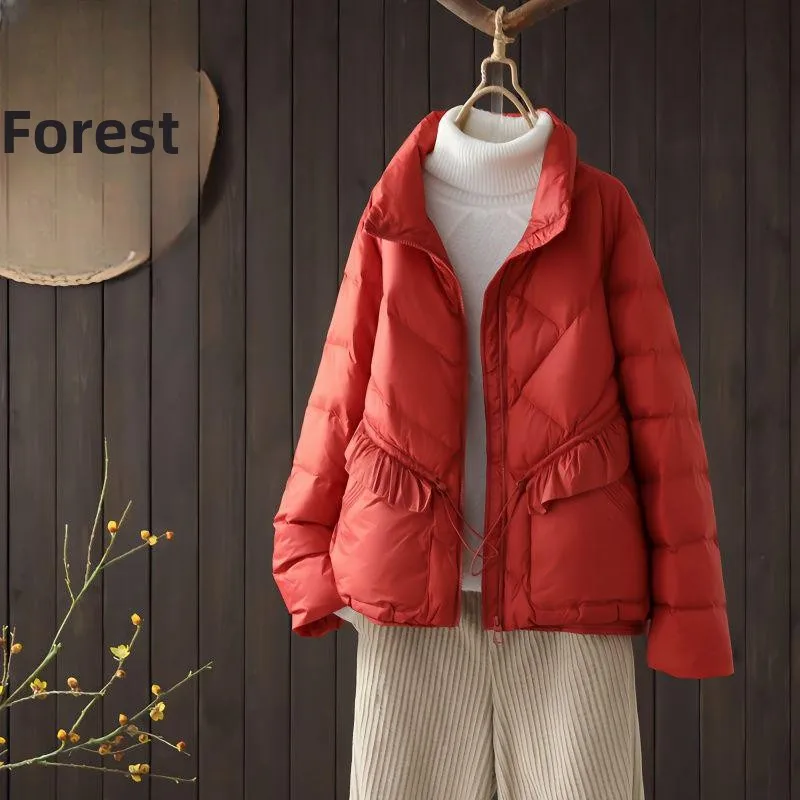 

Свободный белый пуховик для женщин, короткий, зимний, модный, в корейском стиле, верхняя одежда, пальто