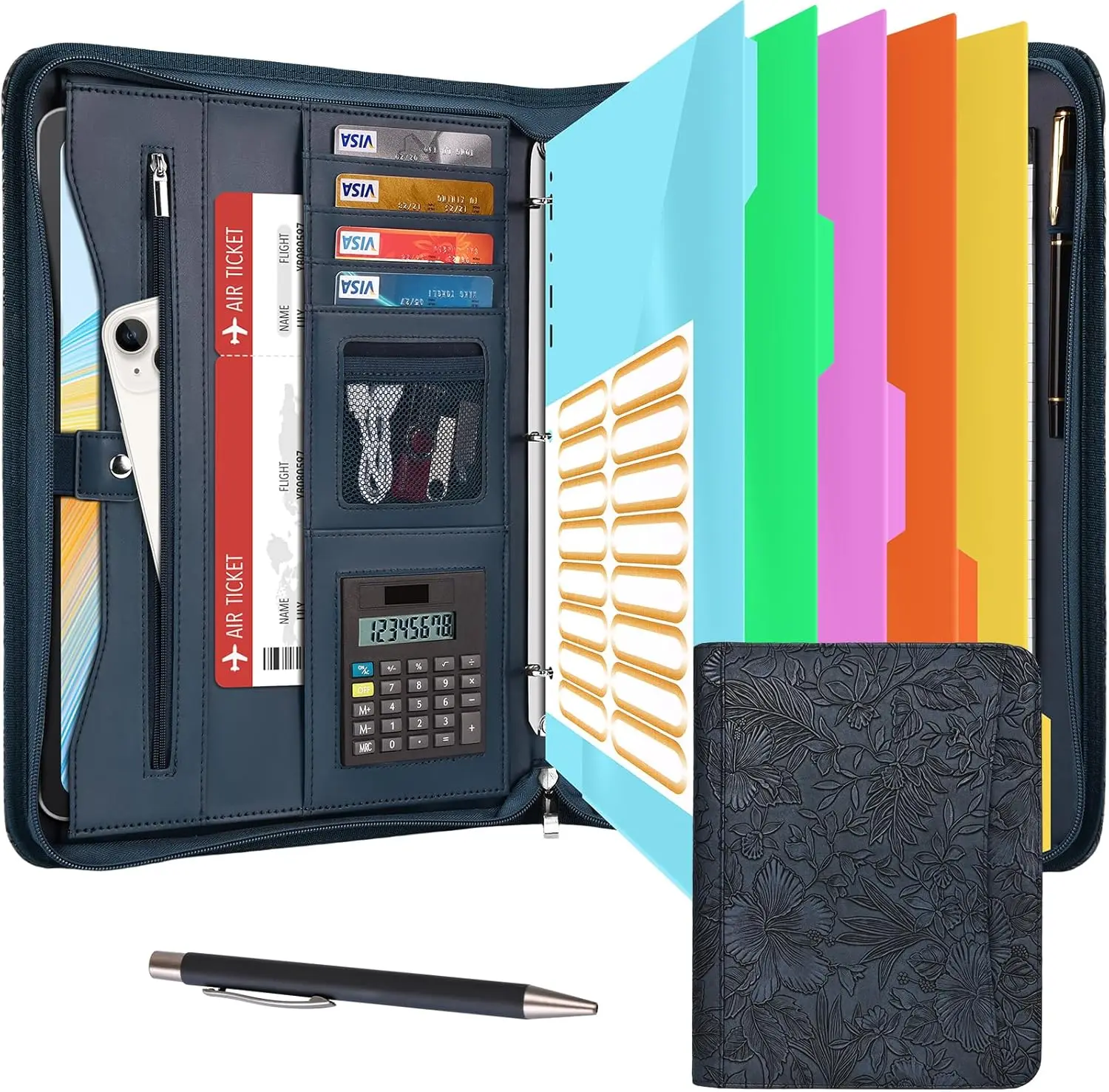 

Органайзер-портфель из веганской кожи на молнии, в комплекте с блокнотом и защитными вкладышами для документов и файлов