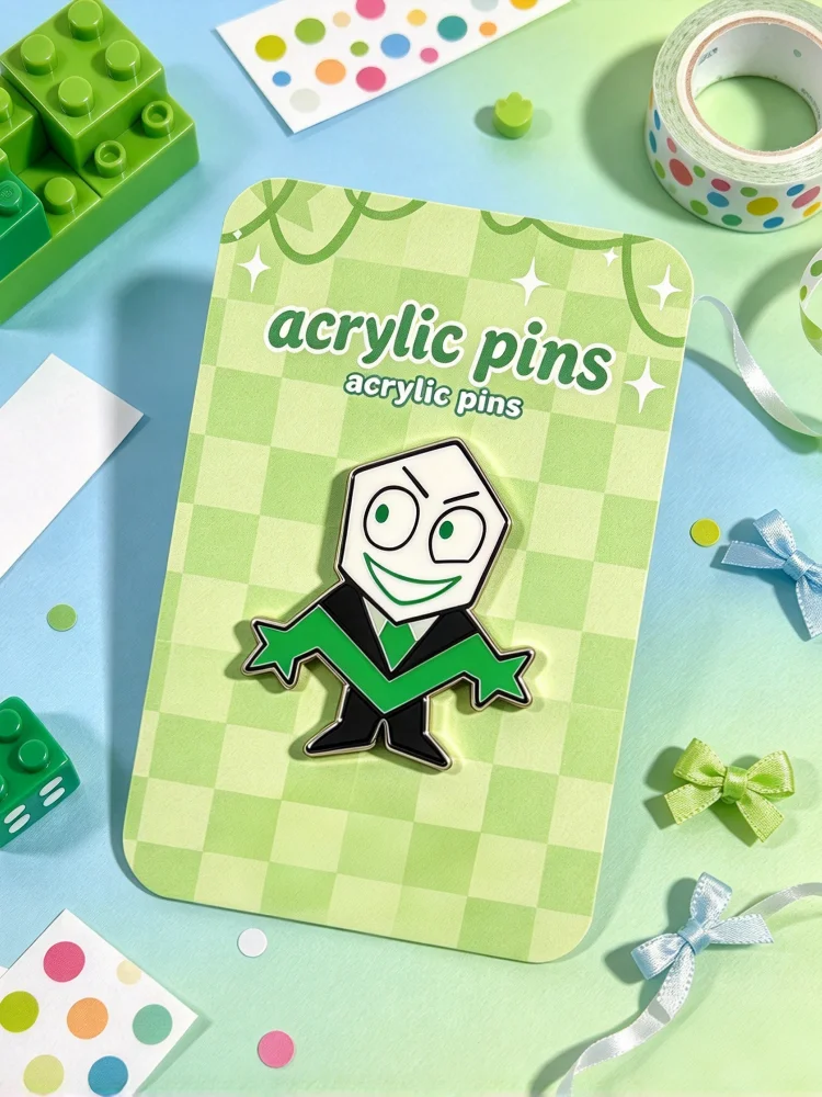 DeLtarune Green PiPPins Small Mike Acrylic Pin Cute Cartoon Character Brooch Soft Acrylic Pin Clothes Badge Gift for Fans