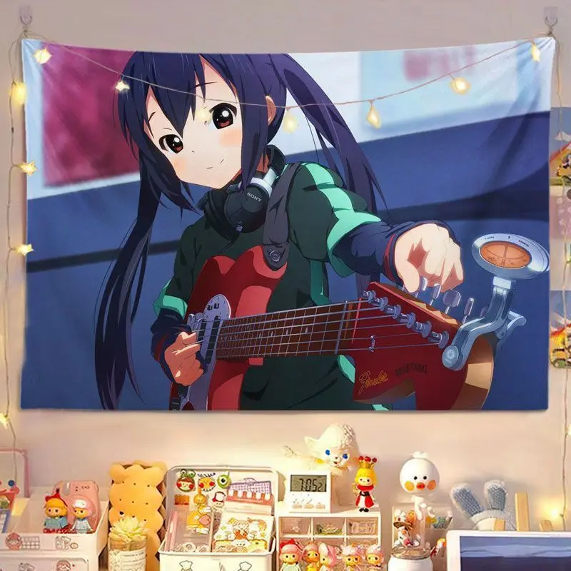 VIKAMA Guitar Anime Girl Tapestry, Music Wall Hanging for Bedroom Dorm Living Room Music Room Decor