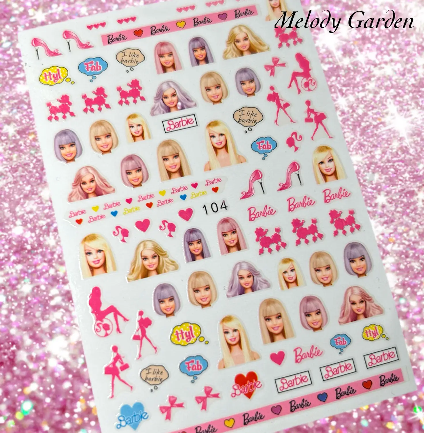 1 Stuks Cartoon Barbie Prinses 3d Nail Stickers Roze Nail Art Decoratie Zelfklevende Nagel Stickers Druk Op Nagels Manicure