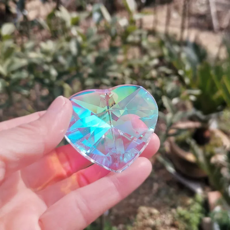 50mm Crystal Heart-shaped Suncatcher Rainbow Hanging Pendant Crystals Prism Chandelier Parts DIY Ornaments Home Garden Decor