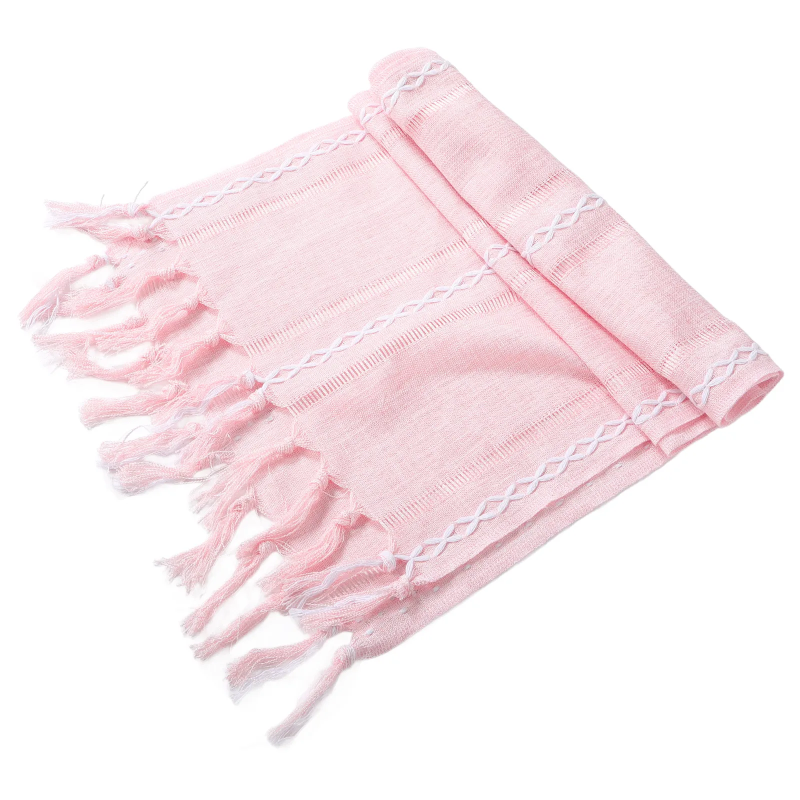 

Boho Table Runner With Tassels Farmhouse Rustic Macrame Linen Tablecloth For Dining Room Wedding Banquet Decor Pink Table Flag