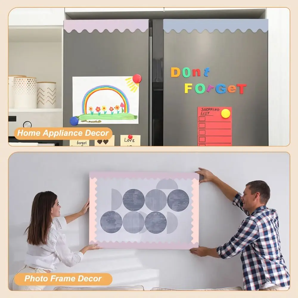 ملصقات حدود ملصق ملونة يمكنك صنعها بنفسك ملصقات تزيين ورقية بحافة متموجة مقاومة للماء #2