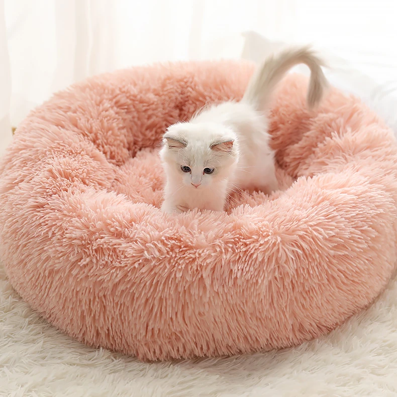 

Warm Fleece Round Pet Bed, Dog Kennel House, Long Plush Winter Beds for Medium and Large Dogs and Cats, Soft Sofa Cushion Mats