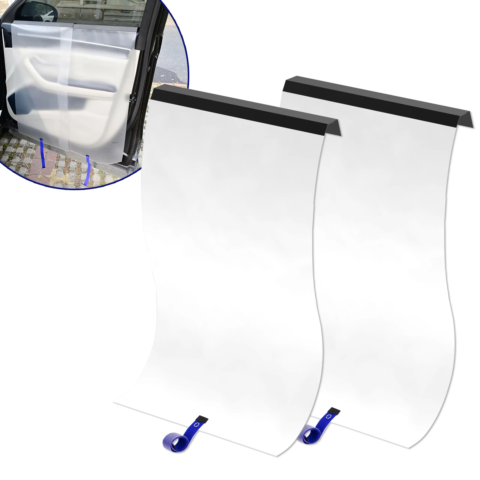 EHDIS Car Door Panel PET Cover Waterproof Gaurd Protection Glass Cleaning Window Film Tint Install Water Shield Sheet 2pcs/Pack