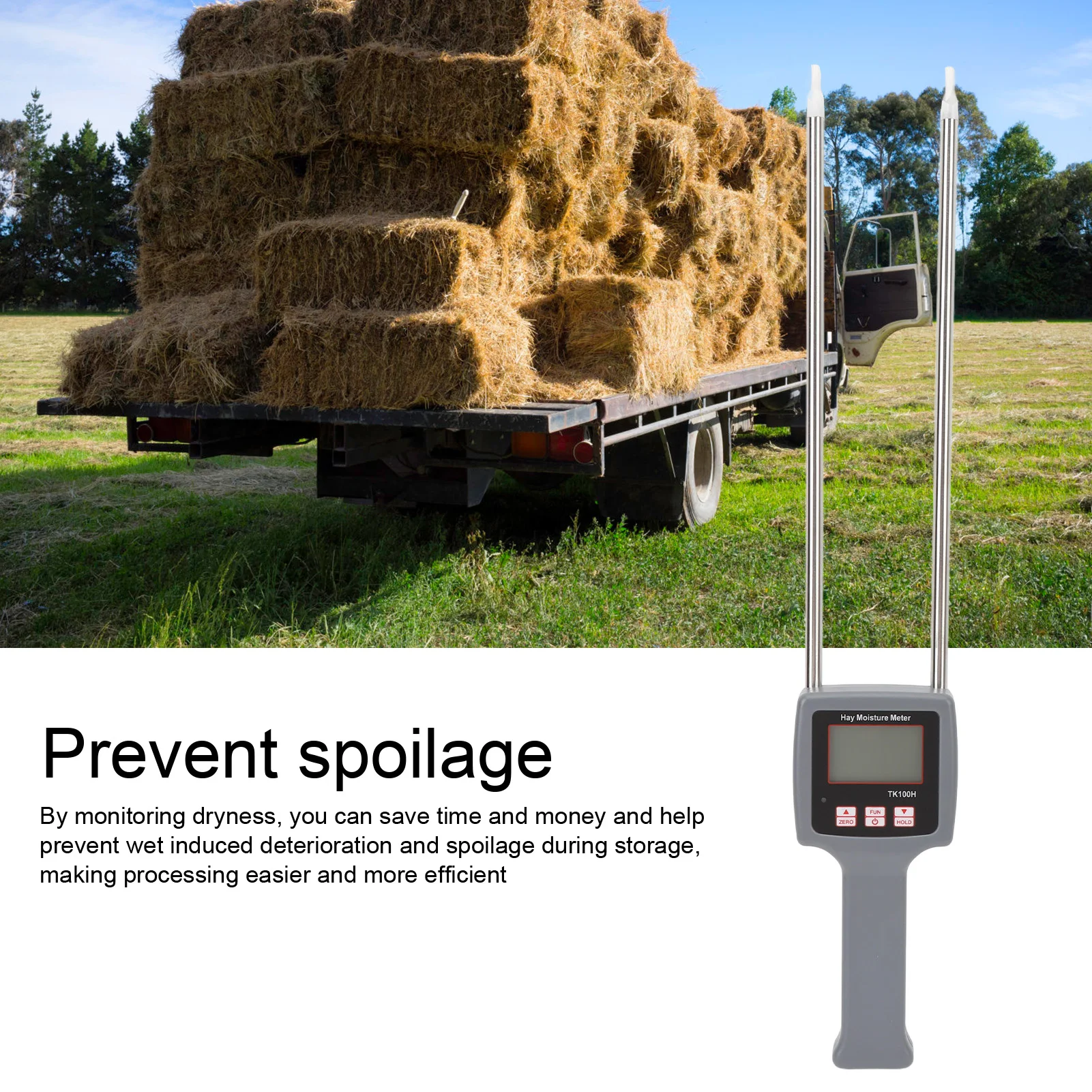 Hay Bales Humidity Detector Portable Hay Humidity Tester Preventing Spoilage High Accuracy Simple  for Bran for Hay