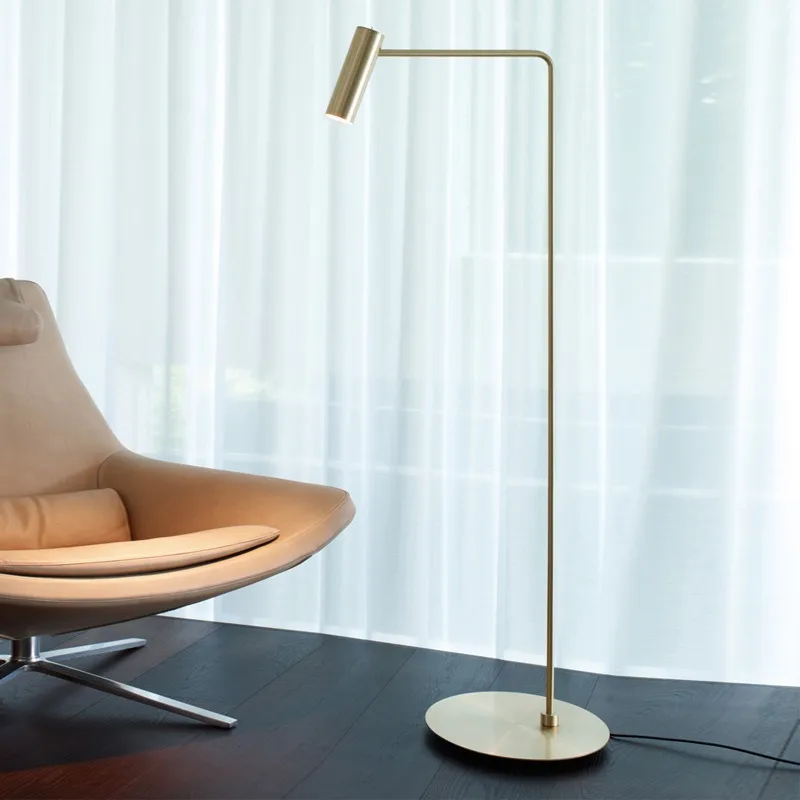 Simple modern creative hardware bedroom floor lamp art living room study floor lamp American sofa lamp