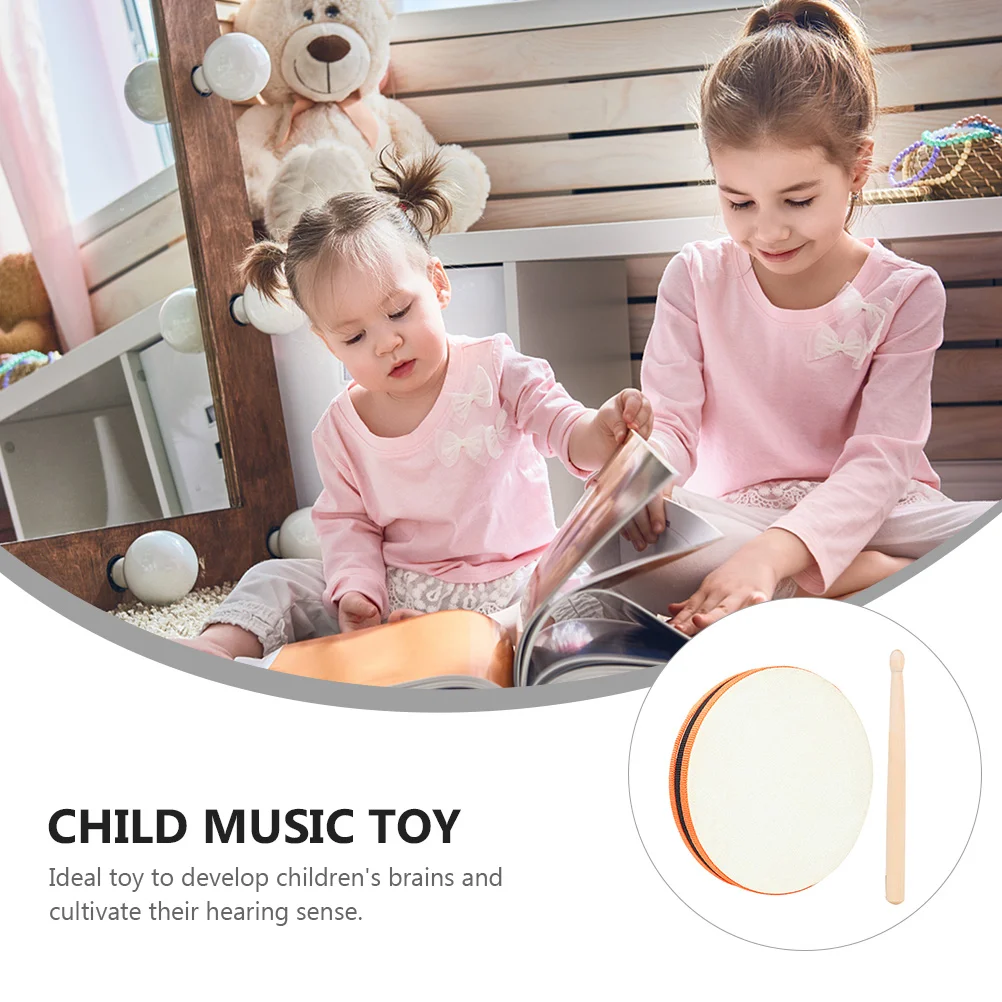 Mini tambor de mano para niños, juguete musical, instrumento de percusión de madera, tambores para bebés, juguetes para niños pequeños, tambor de cintura de educación temprana, superficie lisa No