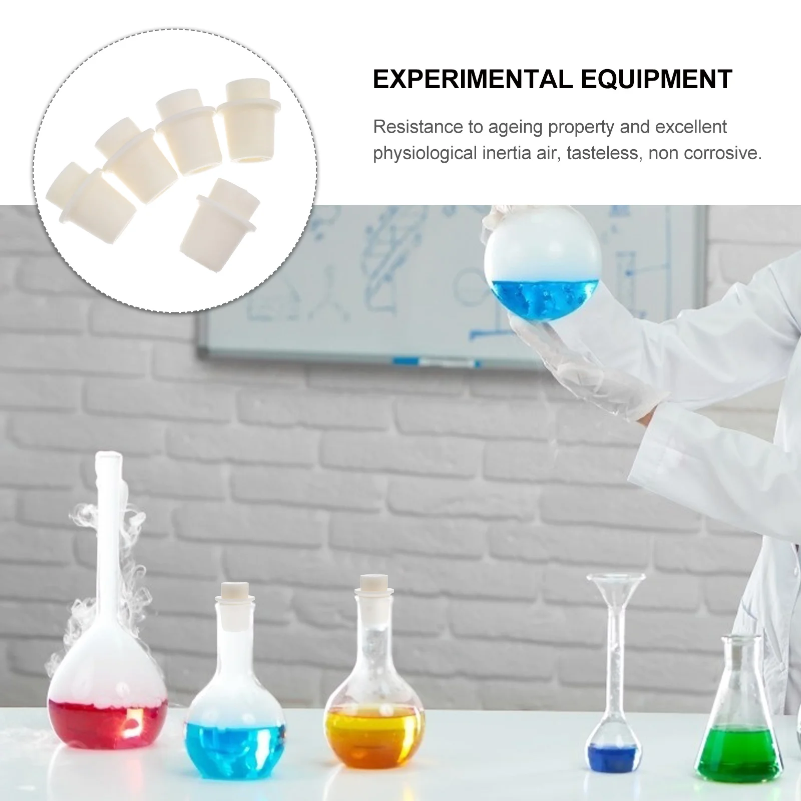 

5Pcs White Silicone Laboratory Stopper Round Tapered Plugs for Bottles Flasks Test Tubes Airtight Silicone Plug