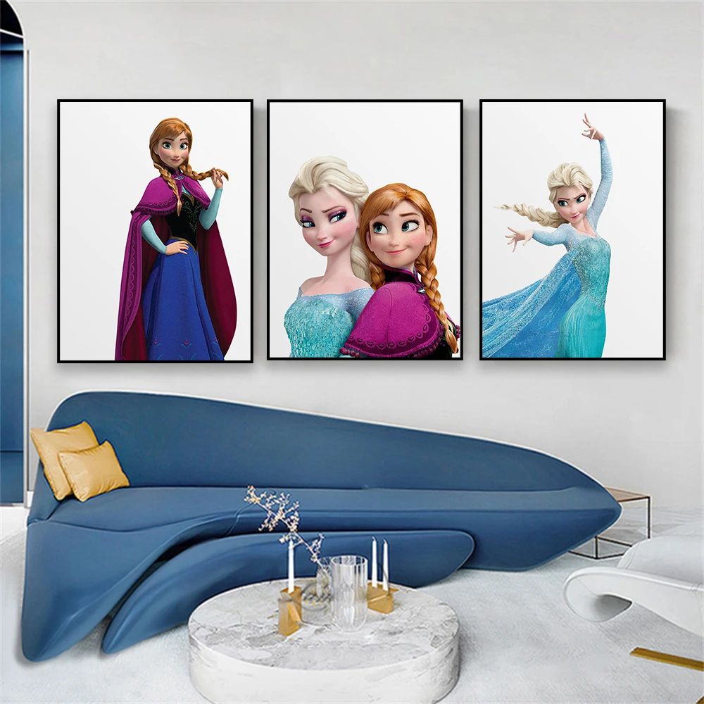 Disney Cartoon Frozen Poster Gallery Anna and Elsa Wall Art Decor Kindergarten Movie Prints Nursery Kid's Bedroom Canvas Prints