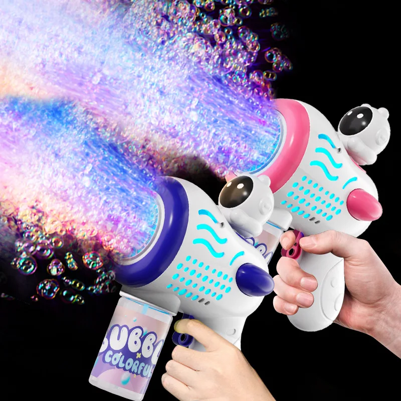 Bubble Machine ของเล่นเด็กอินเทอร์เน็ตคนดังอัตโนมัติ Bubble Blowing Stick ระเบิดรุ่น Gatling Gun ทนทาน