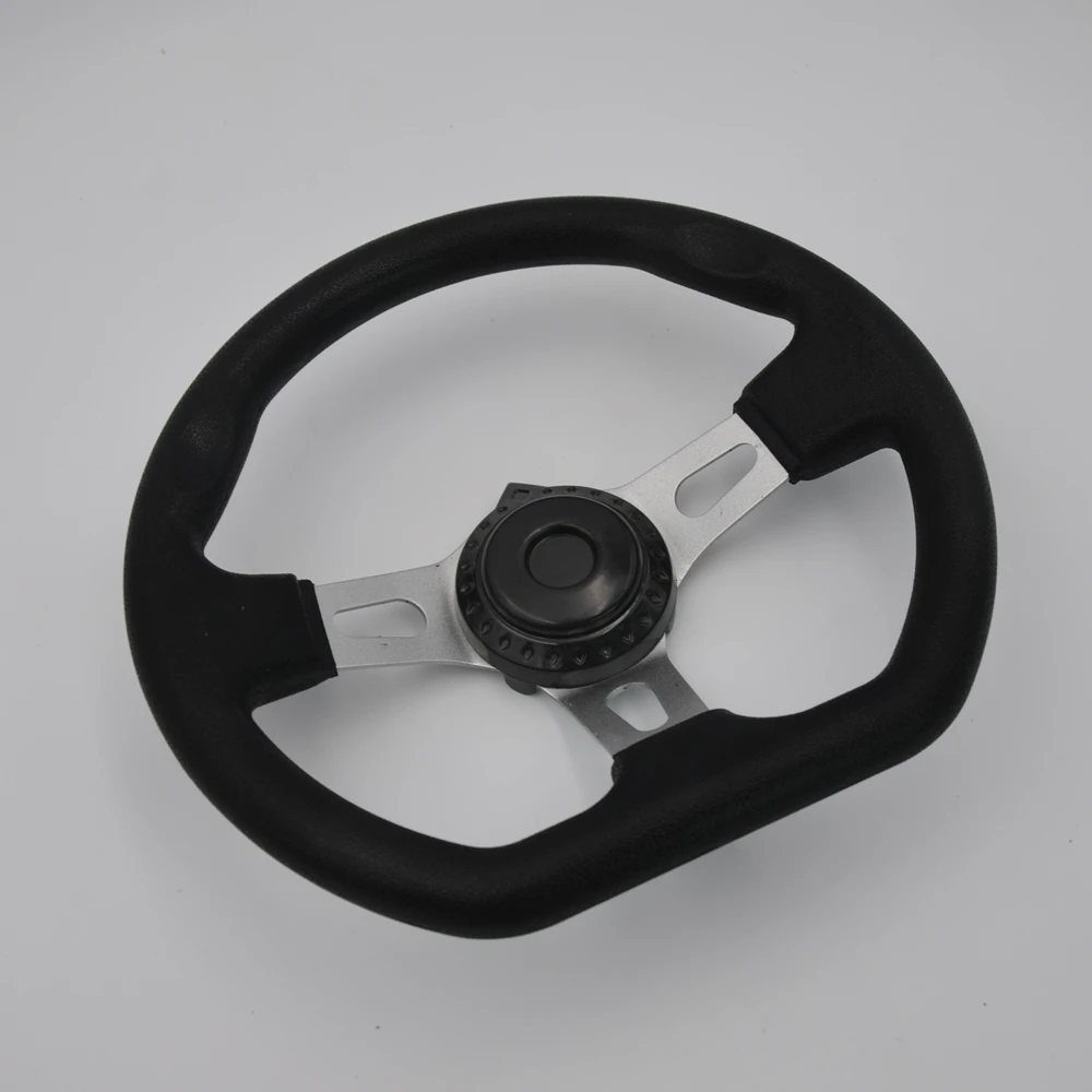 Off-Road Kart Steering Wheel 270mm 3 Spokes Vehicle PU Foam Interior Steering Wheel Universal for ATV Go Kart Black