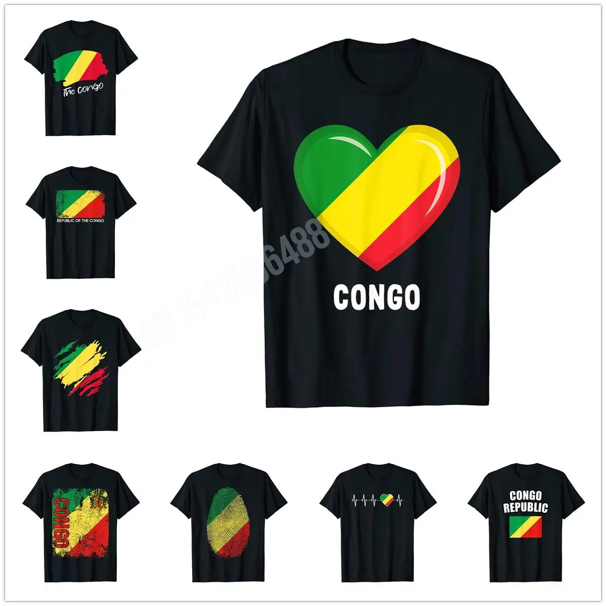 More Design Republic of the Congo Congolese Flag T-Shirt For Men Women T Shirt Tops Cotton Tees