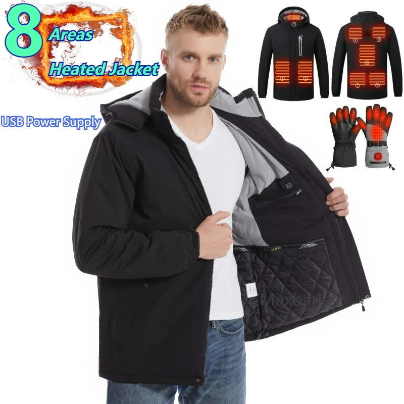 USB Heated Jacket Men -9℃ Body Warmer Electric Thermal Windbreaker Women Waterproof Snowboard Motorcycle Hiking Ski Winter Parka