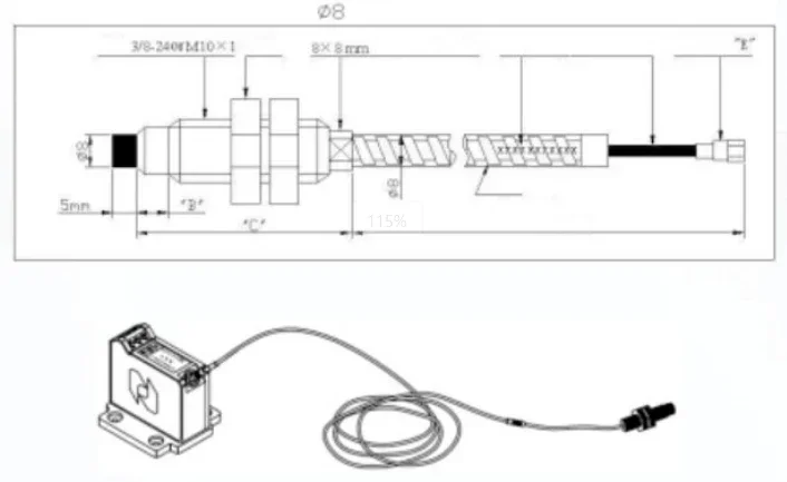 UBLW-330Y  High precision eddy current sensor: measures the rotational speed+ vibration of metal conductors -30~150 ℃ DC24V