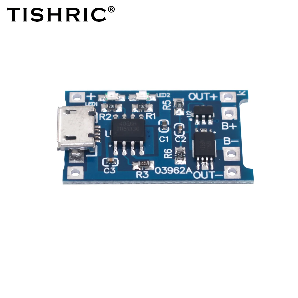 TISHRIC 5V 1A TYPE-C Mini Micro USB TP4056 18650 Lithium Battery Charging Module With Protection Dual Functions