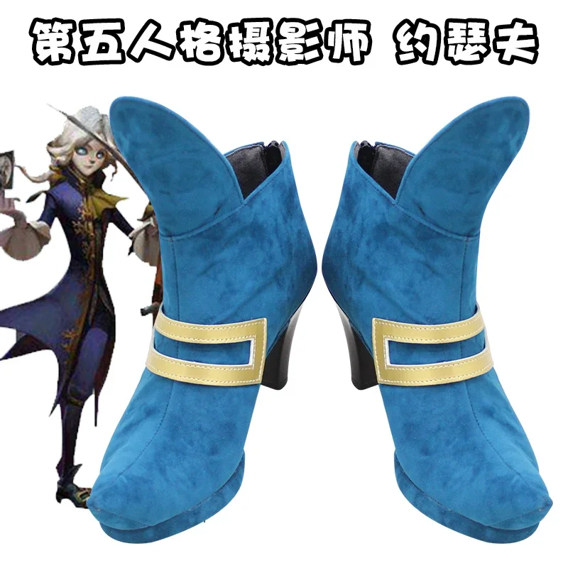 Game Identity V Photographer Cosplay Party Stage Singer Tuxedo Boots Joseph Desaulniers Role Play shoes Wig Shoes Anime Cospaly