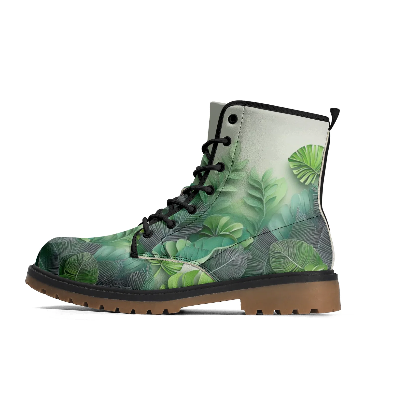 

Customizable three-dimensional green plant mid-calf boots, street casual fashion mid-calf boots for men and women, spring and au
