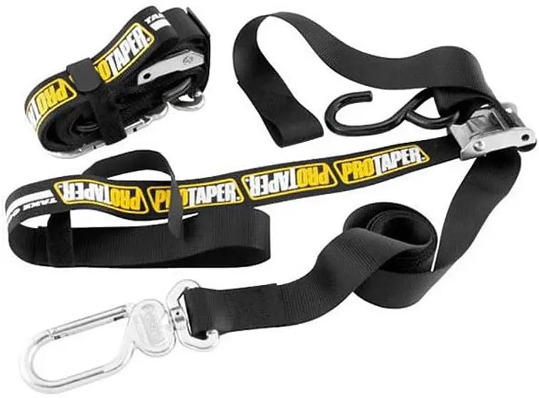 

1.5" Tie-Down Straps with Swivel Carabiner Hooks, Black - Secure and Adjustable
