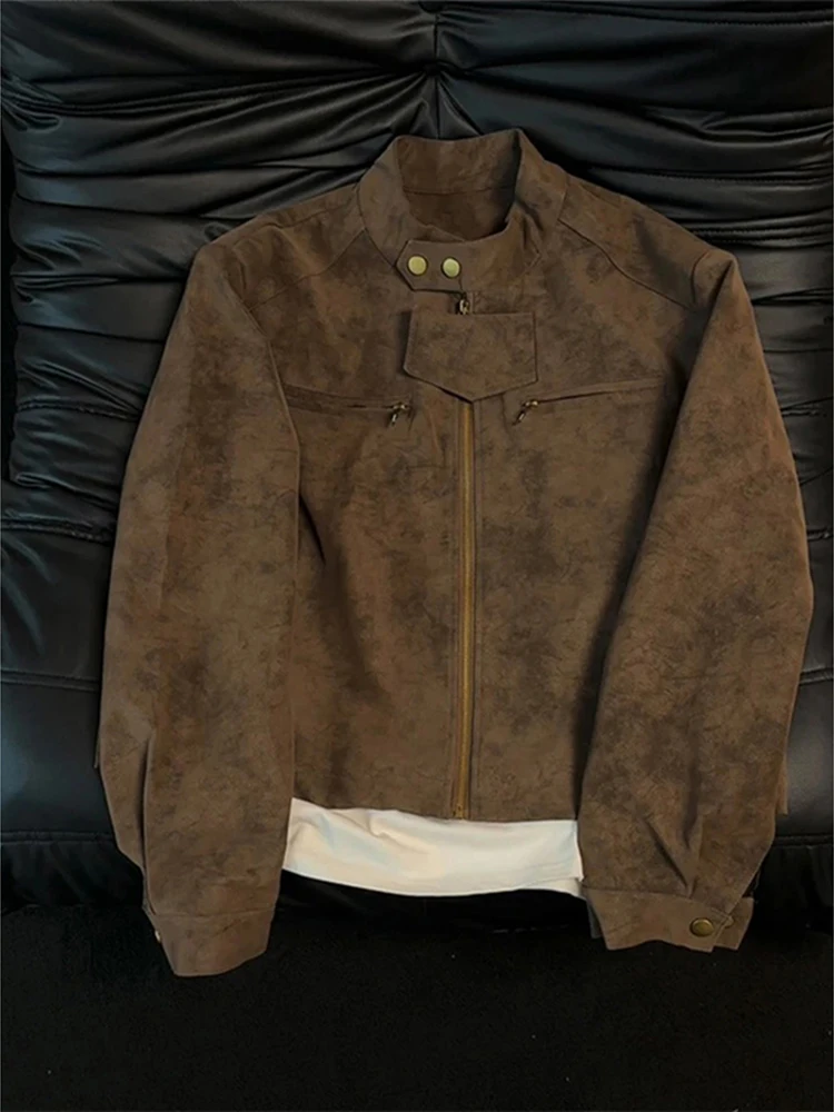 

Мужская зимняя теплая куртка из искусственной кожи Thiened, хлопковое теплое мотоциклетное пальто-стойка, молодежное трендовое длинное свевое пальто на молнии