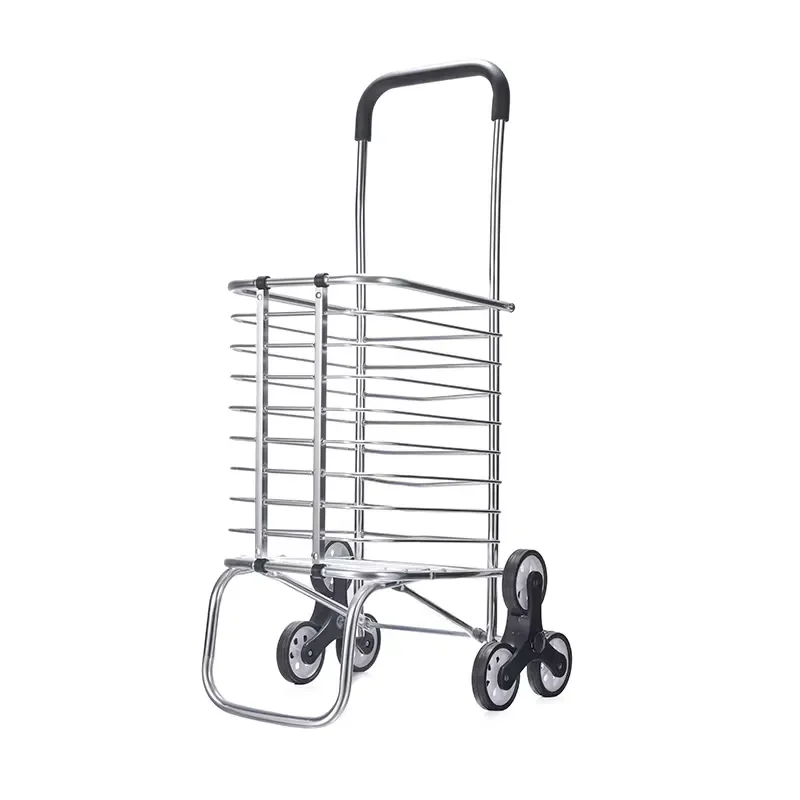 Foldable Shopping Cart Trolley 40KG Capacity Aluminum/PVC Material Four-Wheeled Portable Storage Stair Climbing Cart
