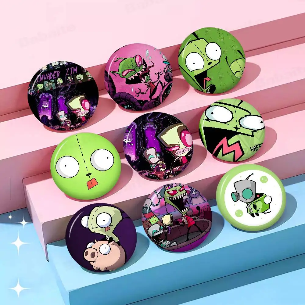 Invader Zim Hippie 58mm Handmade Brooch Cartoon Cosplay Badge on Backpack Jewelry Accessories Gifts