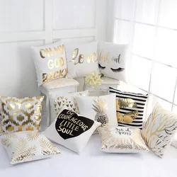 Gold Bronzing Luxury Geometric Pillow Cases Pineapple Cotton Polyester Neoclassical Pillow Cusion Cover Sofa Decorative Pillows