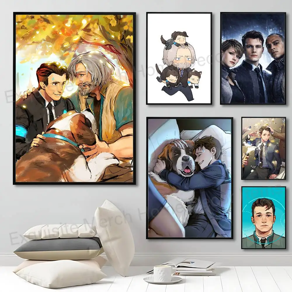Game D-Detroit Become H-Human Club Bar Paper Vintage Poster Wall Art Painting Bedroom Study Stickers