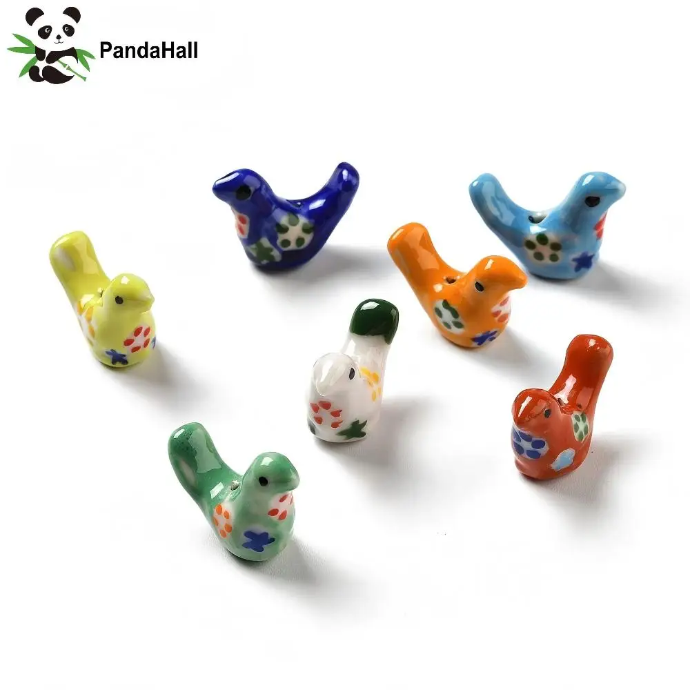 PandaHall 10 Stück handgefertigte bedruckte Porzellan-Taubenperlen, handbemalte Keramik-Anhänger für DIY-Halsketten, Schmuckherstellung und Bastelarbeiten – Detail 30