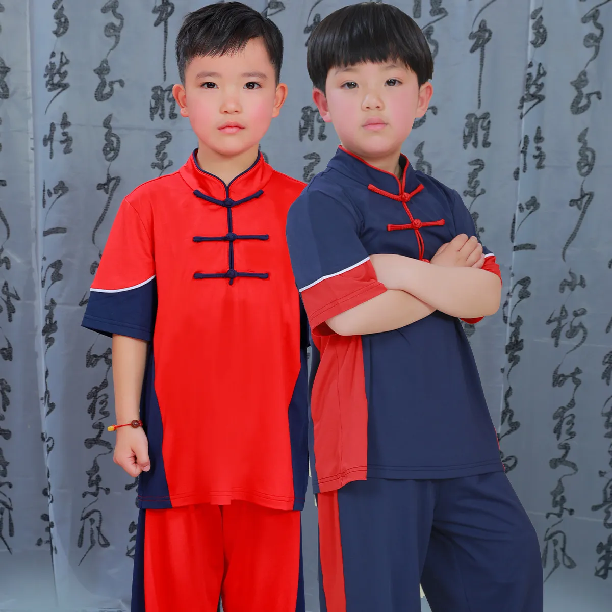 Summer Cotton Kids Wushu Uniform Set Chinese Style Children Kung Fu Training Performance Outfit