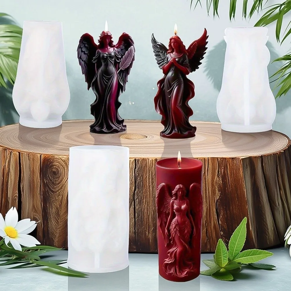 New Silicone Scented Candle Mold 3D Gothic Style Goddess Figure Plaster Mold Wing Angel Relief Clay Making Tool Home Decor - view 5