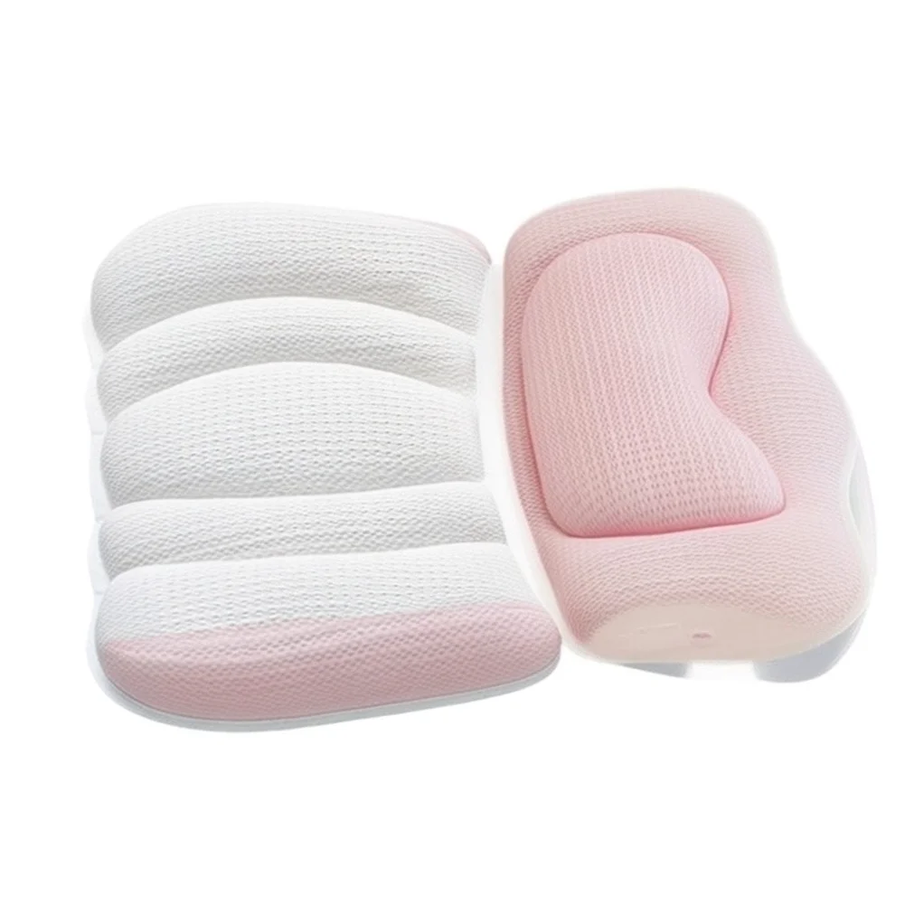 Bathtub Pillow with Ergonomic Support for Neck and Back - 4D for Air Mesh Material and 6 Suction Cups for Stable Bath Relaxation