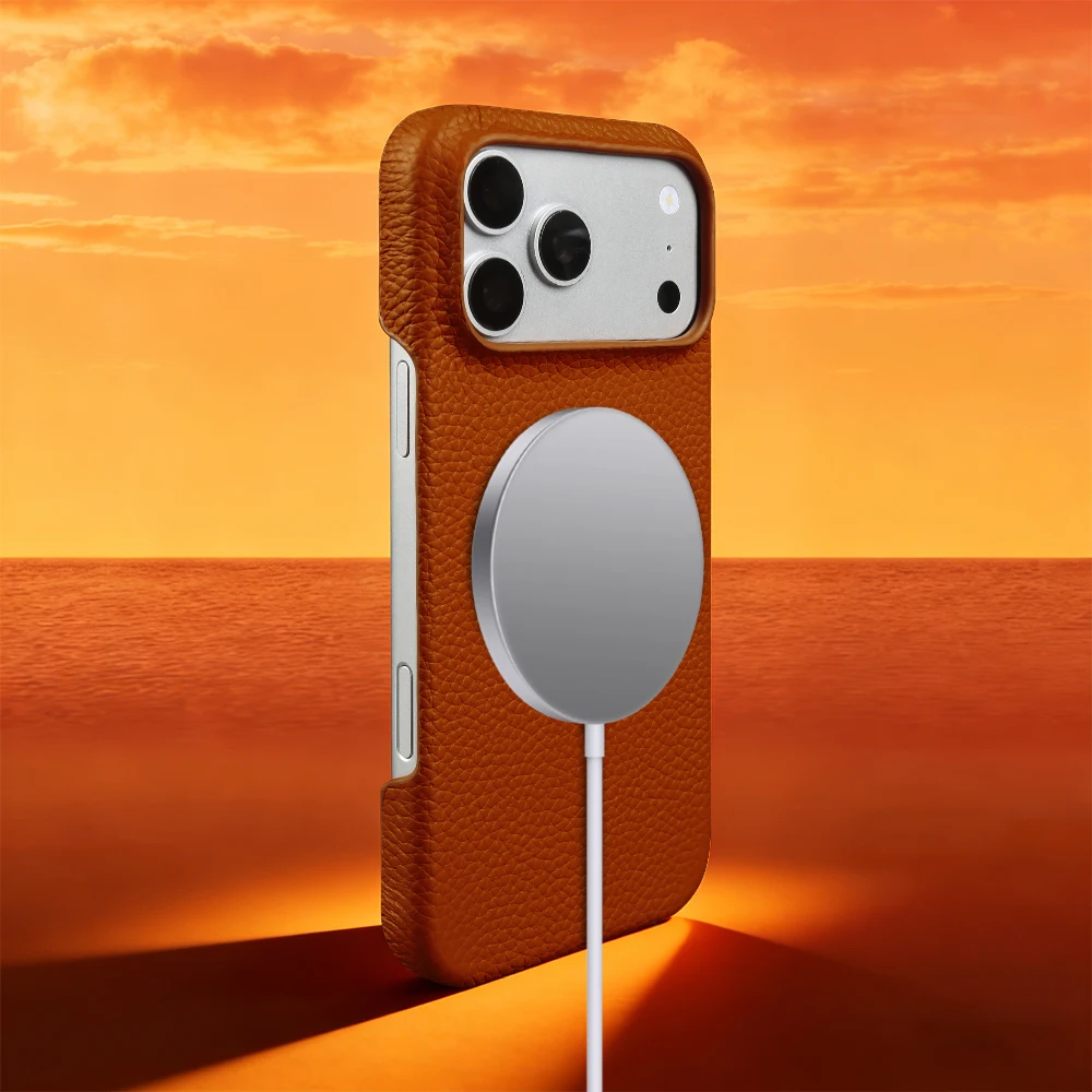 

Genuine Leather Magnetic Phone Case for iPhone 17 Air 16 15 14 Plus 13 12 11 Pro Max for Magsafe Luxury Shockproof Cover Capas