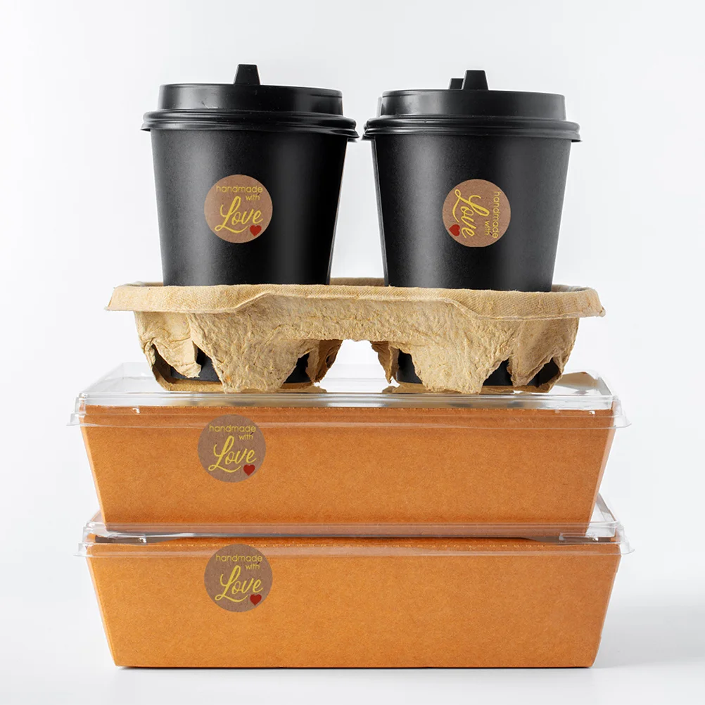 2 Rolls Love Heart Stickers Premium Kraft Wrapping Label For Gift Baking Packaging Sealing Adhesive Diy Labels Baking Sticker