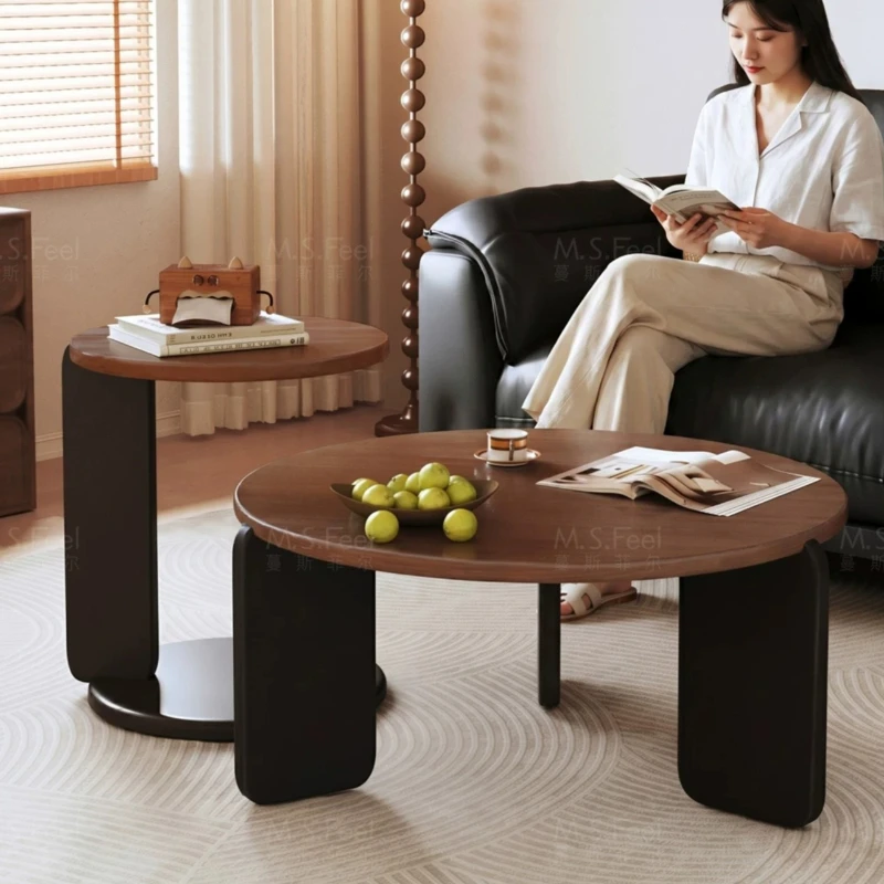 Modern Designer Coffee Table Living Room Wood Simple Clear Round Aesthetic Side Table Minimalist Unique Meubles Home Furniture